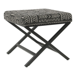 HOMEPOP Modern Metal And Fabric Ottoman With Cushioned Top In Onyx