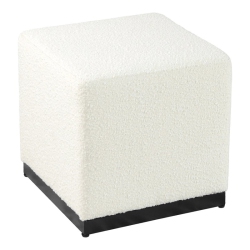 HOMEPOP Cube Square Design Modern Boucle Fabric Ottoman In In White