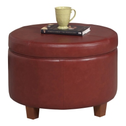 HOMEPOP Transitional Faux Leather Large Storage Ottoman In In Red