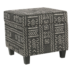 HOMEPOP Square Transitional Wood And Fabric Ottoman With Lift Off Top In Onyx