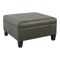 HOMEPOP Transitional Faux Leather Storage Ottoman In Finish In Gray