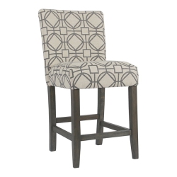 HOMEPOP 24" Traditional Wood And Fabric Parsons Counter Stool In Lattice In Gray