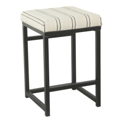 HOMEPOP 24" Modern Metal And Fabric Counter Stool With Open Back In Black/white