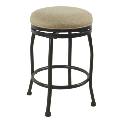 HOMEPOP 24" Traditional Metal And Fabric Swivel Counter Stool In Flax In Brown