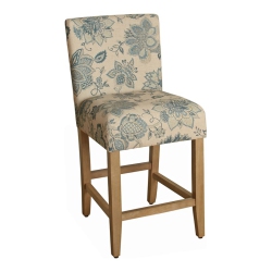 HOMEPOP Lexie 39.5" Traditional Wood And Fabric Counter Height Barstool In In Blue