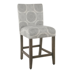 HOMEPOP 24" Traditional Wood And Fabric Parsons Counter Stool In Medallion In Gray