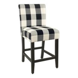 HOMEPOP 24" Wood And Fabric Plaid Pattern Parsons Counter Stool In In Black