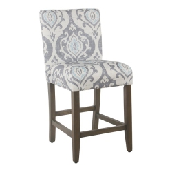 HOMEPOP 24" Traditional Wood And Fabric Parsons Counter Stool In Suri In Blue
