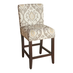 HOMEPOP Suri 39.5" Traditional Wood And Fabric Counter Height Barstool In In Brown