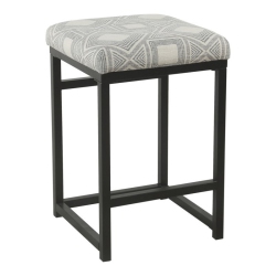 HOMEPOP 24" Metal And Fabric Geometric Counter Stool With Open Back In In Charcoal