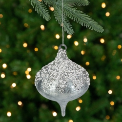 NORTHLIGHT 5.25" Beads And Sequins Glass Onion Christmas Ornament In Silver