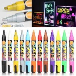 YELLOW-PRICE 12PCs Highlighter Fluorescent Liquid Chalk Marker Pen for Led Writing Board 6Mm