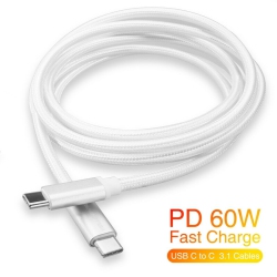 YELLOW-PRICE [3A, 60W Fast Charging] Type-C to C Charger Braided Cable for Macbook Air/pro 13
