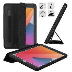 YELLOW-PRICE [Trifold Viewing Stand] Armor Case With Pencil Holder for Ipad 8Th 10.2" 2020