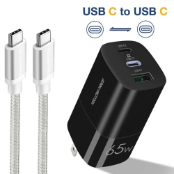 YELLOW-PRICE 65W Pd 3.0 Gan USB C Charger&type C to C Cable for Macbook Pro/air, Ipad Pro 11