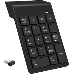 DOLAER Wireless Numeric Keypad 18Keys Portable Number Numpad With 2.4G Mini USB Receiver for Laptop Notebook, Desktop, Surface Pro, PC - In Black