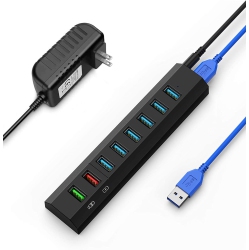 DOLAER Powered USB Hub 3.0, 8 Port Super High Speed USB 3.0 Hub Splitter + 36W Power Adapter + USB 3.0 Cable, Smart Fast Charger USB Hub Powered For