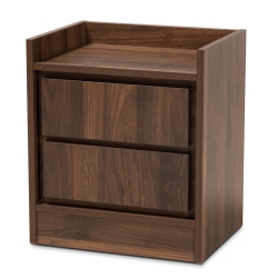 BOWERY HILL Contemporary Walnut Finished Wood 2-Drawer Nightstand In Brown