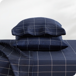 BARE HOME Sheet Set - Premium 1800 Ultra-Soft Microfiber - Double Brushed - Hypoallergenic - Wrinkle Resistant (Grid - Midnight/white, Queen)