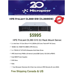 HPE Refurbished (Good)- HP Proliant Dl380 G10 | Rack Mount Server | 2X 4114 | 192GB | 3X 1Tb SSD In Silver