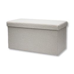 ITY INTERNATIONAL - Large Plush Fabric Foldable Ottoman/footrest With Storage, 30" X 15" X 15" In White