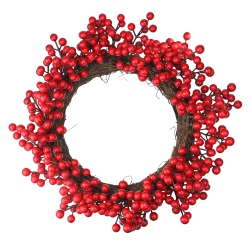 NORTHLIGHT Crimson And Merlot Berries Artificial Winter Christmas Wreath - 16-Inch, Unlit In Red