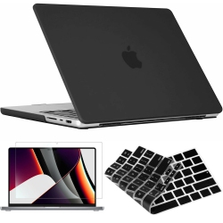 YELLOW-PRICE for Macbook Pro 14" 2021 [Matte Black] Hard Case&keyboard Cover&screen Protector