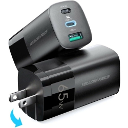 YELLOW-PRICE [Gan Tech] Compact 65W USB C Wall Charger With Foldable Plug(2USB-C+1USB-A Port)