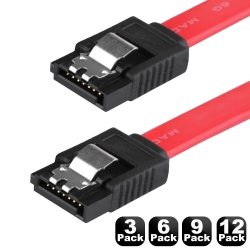 YELLOW-PRICE 3-12Pack SATA Cable Iii 6GBps Straight HDD Sdd Data Cable With Locking Latch, Red