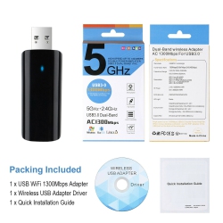 YELLOW-PRICE USB 3.0 Wireless Wifi Adapter, Ac1300 Dual Band, 5Ghz & 2.4Ghz (867Mbps/400Mbps)
