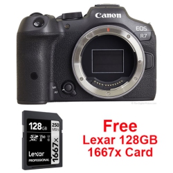 Canon EOS R7 Camera Body + 128GB 1667x Lexar Pro Card. Canon Canon Authorized