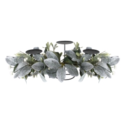 NORTHLIGHT 32" Iced Leaves And Winter Berries Artificial Christmas Pillar Candle Holder