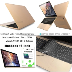 YELLOW-PRICE 2015 Macbook Retina 12" A1534 Hard Shell+ Keyboard Cover+ Screen Protector In Gold