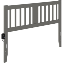 PEMBERLY ROW Queen Spindle Headboard With USB Turbo Charger In In Gray