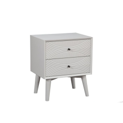 ALPINE FURNITURE Tranquility 2 Drawer Wood Nightstand In In White