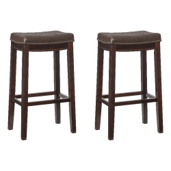 LINON Claridge Wood Set Of Two Bar Stools In In Brown