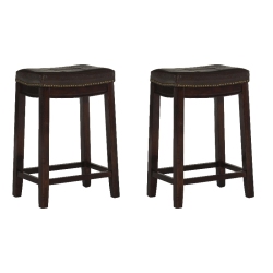 LINON Claridge Wood Set Of Two Counter Stools In In Brown