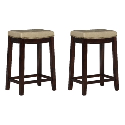 LINON Claridge Wood Set Of Two Counter Stools In In Beige