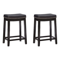 LINON Claridge Wood Set Of Two Counter Stools In In Black