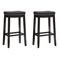 LINON Claridge Wood Set Of Two Bar Stools In In Black