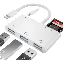 DOLAER USB Camera Adapter for Iphone, USB Otg Camera Connection Kits Adapter \w Sd Tf Card Reader And Charging Adapter for Iphone 13 Pro/12