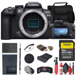 CANON Eos R10 Mirrorless Camera + Sony 64GB Tough Sd Card + Bag + Reader + More