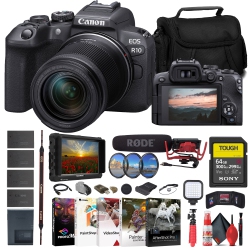 CANON Eos R10 Mirrorless Camera W/ 18-150MM Lens + 4K Monitor + Videomic + More