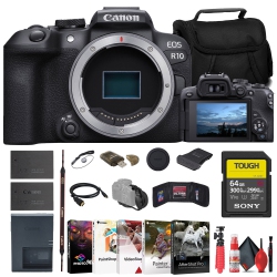 CANON Eos R10 Mirrorless Camera + Sony 64GB Tough Sd Card + Bag + Charger + More