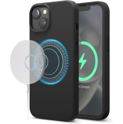 ELAGO Magnetic Silicone Case Compatible With Magsafe Iphone 14 Plus 6.7 Inch - Built-In Magnets, Compatible With All Magsafe Accessories (Black)