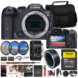 CANON Eos R7 Mirrorless Camera + Ef 50MM Lens + 64GB Tough Card + More