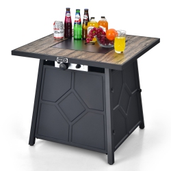 TOPBUY Patiojoy Outdoor Propane Fire Pit Table 28" Square Gas Fire Table With Removable Lid Lava Stone