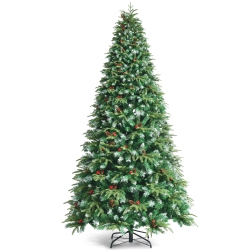 TOPBUY 5Ft Hinged Life-Like Christmas Tree W/ 250 Led Lights Pre-Lit Artificial Xmas Tree W/ 581 Pe & Pvc Leaves
