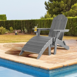 TOPBUY Patiojoy Outdoor Adirondack Chair W/ergonomic Design&ottoman Lounge Armchair HDpe Chair for Yard&patio Black/grey/turquoise/white