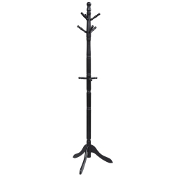 TOPBUY Free Standing Coat Rack Solid Wood Cat Tree W/9 Hooks & 2 Adjustable Height Grey/black/brown
